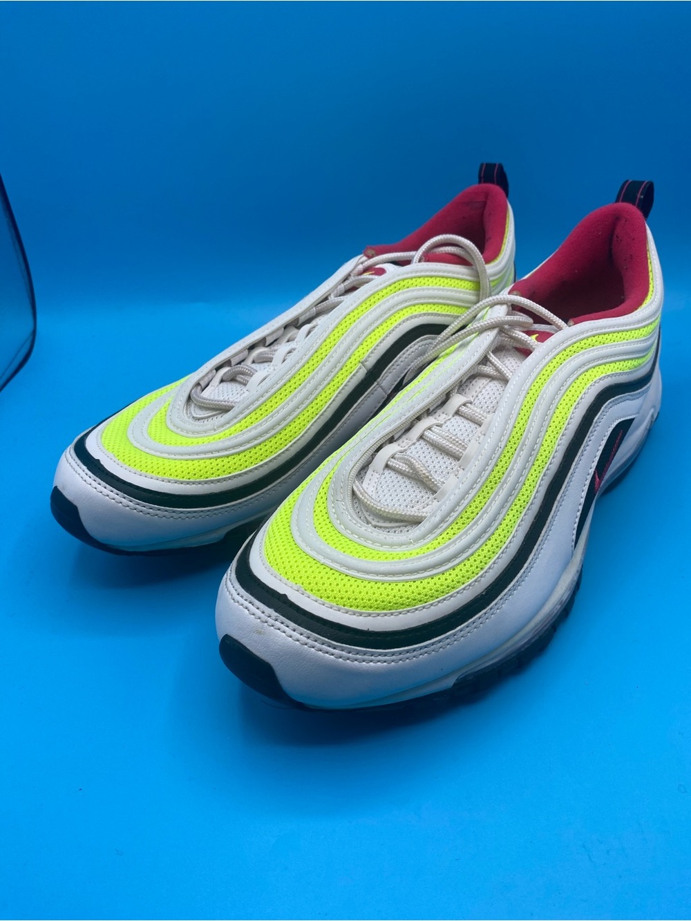 Nike Air Max 97 in Neon Yellow, White & Pink Accent - Picture 4 of 4